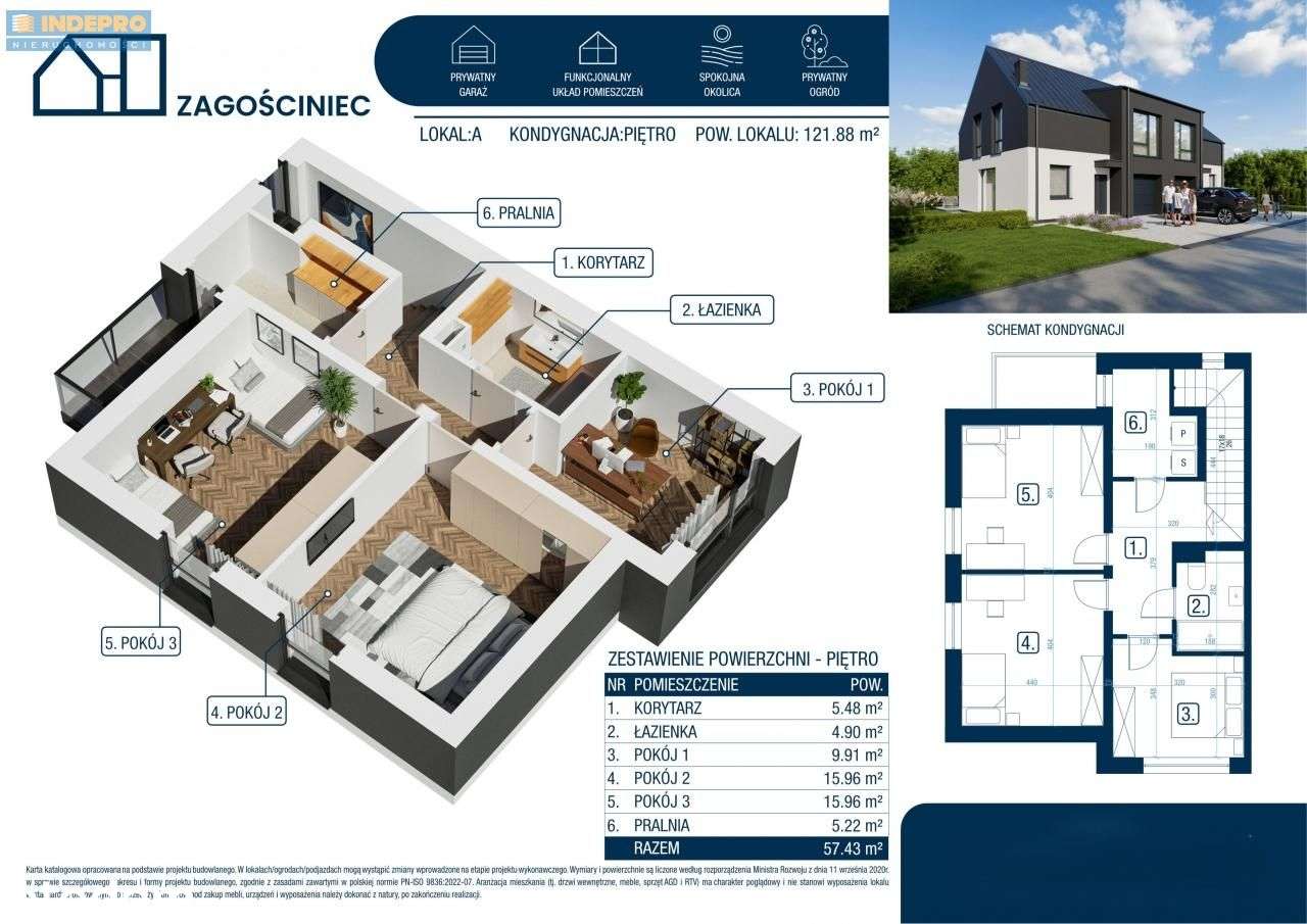Dom, 121,88 m², Zagościniec - Pełny obrazek: 5/9