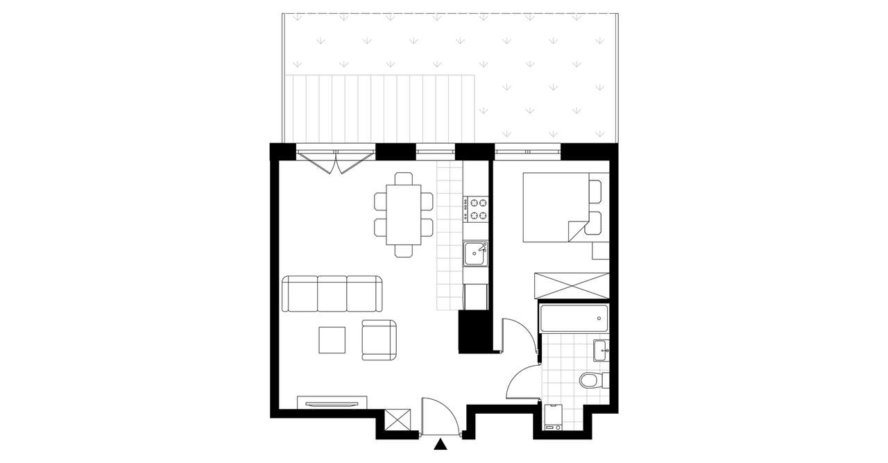 2-pokojowe mieszkanie 44m2 + ogródek - Pełny obrazek: 3/8