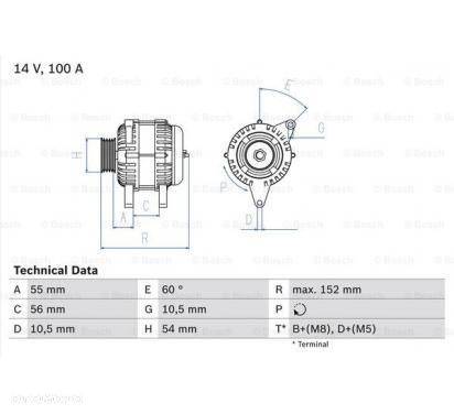 Alternator (14V, 100A) OPEL  ASTRA G CLASSIC, ASTRA H CLASSIC, ASTRA H GTC, CORSA C 1.0-1 - 4