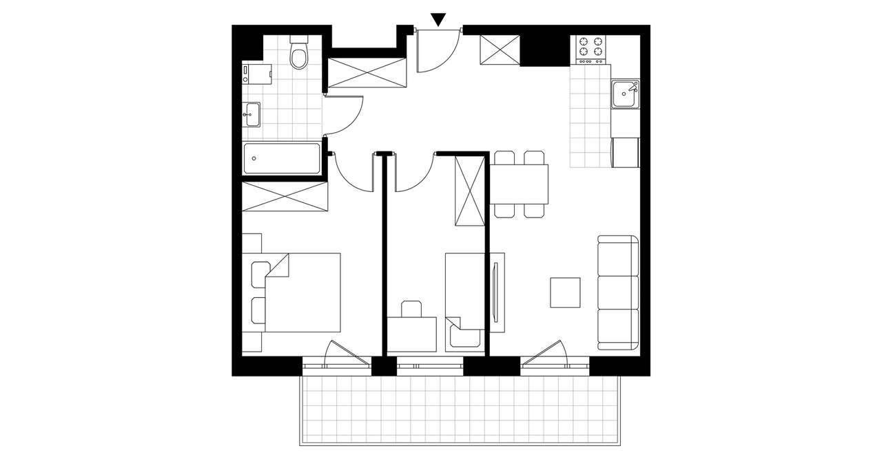 3-pokojowe mieszkanie 49m2 + loggia Bezpośrednio - Pełny obrazek: 3/5