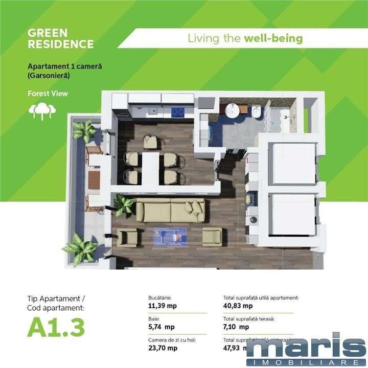 Apartamente cu 1 camere Tudor - Green Residence amenajate.-3