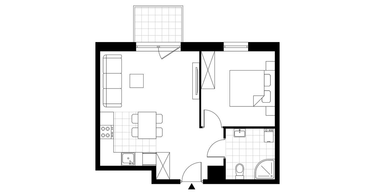 2-pokojowe mieszkanie 42m2 + balkon - Pełny obrazek: 4/9
