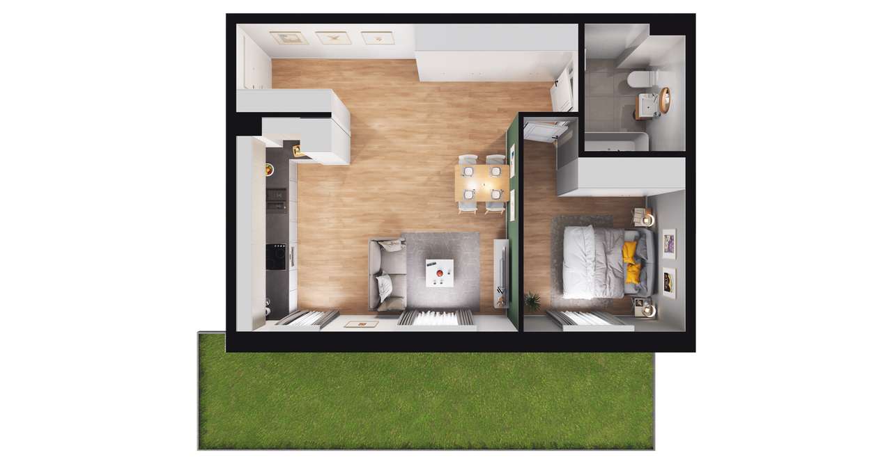 2-pokojowe mieszkanie 47m2 + taras Bez Prowizji - Pełny obrazek: 2/4
