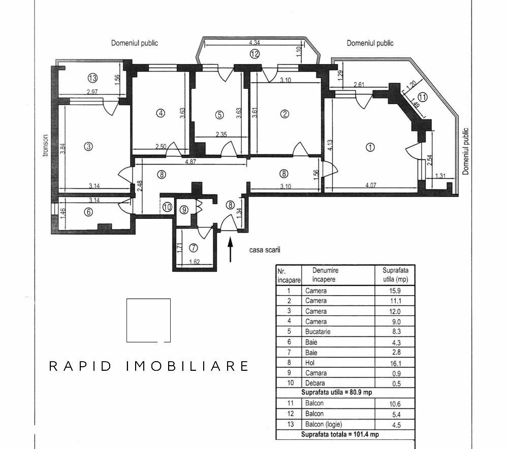 4 Camere decomadate 101 mp - Etaj 2 - I.C. Frimu