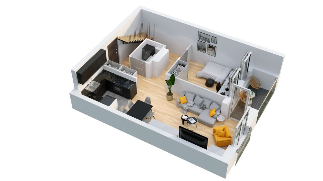 Nowoczesny, dwupoziomowy apartament 85,36 m² z garażem – ul. Książęca-19