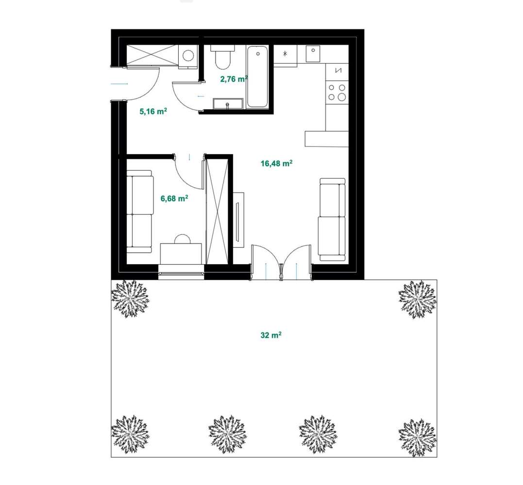 Dwupokojowe mieszkania z ogródkiem 32 m2-9