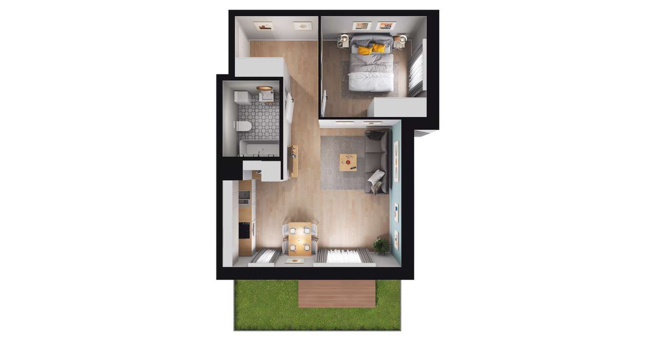 2-pokojowe mieszkanie 45m2 + ogródek Bez Prowizji - Pełny obrazek: 2/8