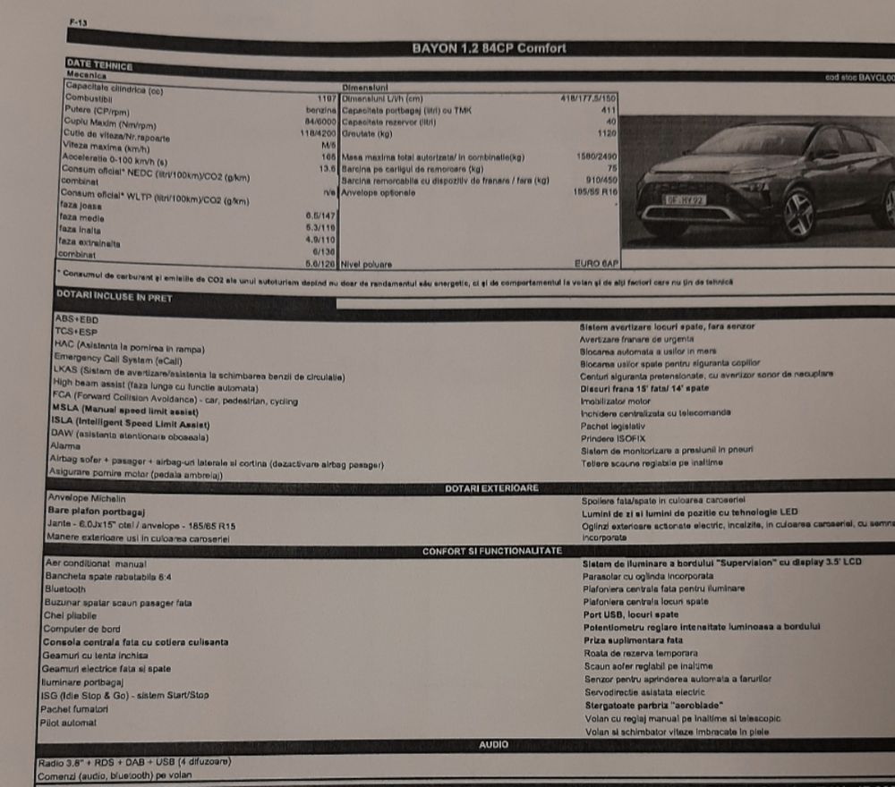 Hyundai Bayon 1.2 MPi 84 CP 5MT Comfort 2022