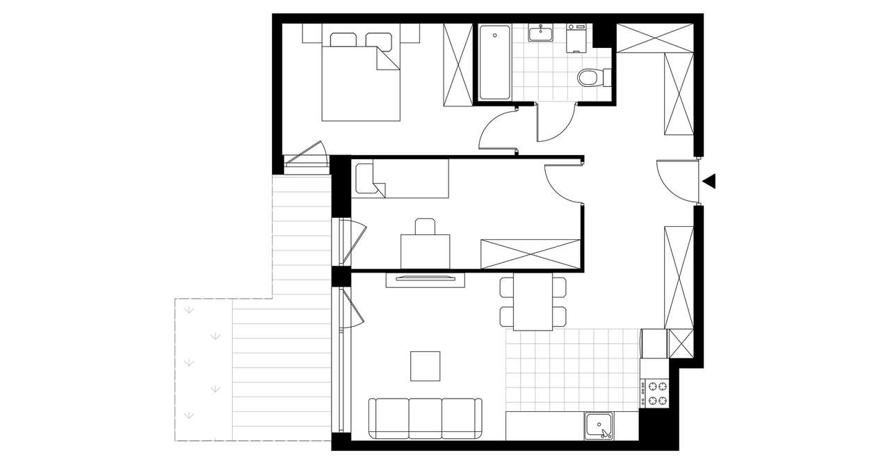 3-pokojowe mieszkanie 61m2 + ogródek - Pełny obrazek: 3/8