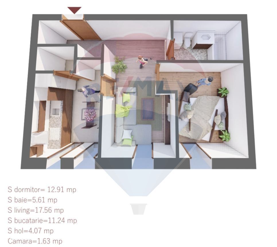 De vânzare apartament cu 2 camere, str Primăriei