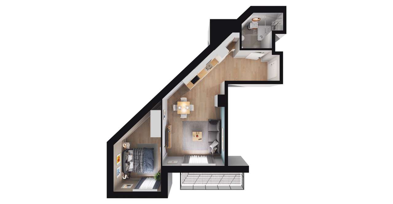 2-pokojowe mieszkanie 41m2 + balkon Bez Prowizji - Pełny obrazek: 2/8