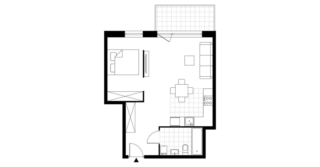 1-pokojowe mieszkanie 41m2 + balkon - Pełny obrazek: 3/8