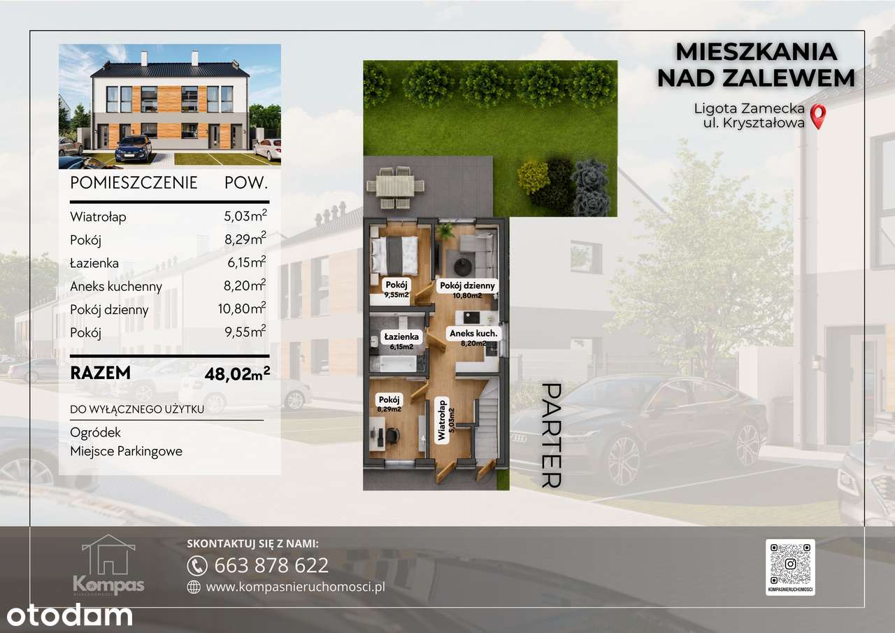 Nowe mieszkanie 48,02 m² z ogródkiem | Nad Zalewem | Bez prowizji