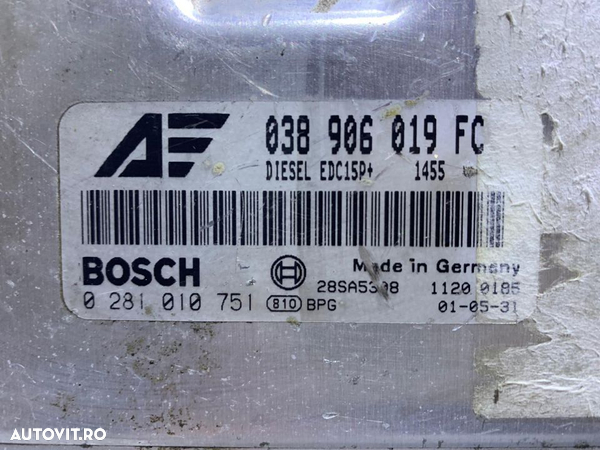 Calculator Motor ECU Ford Galaxy 1.9TDI 116cp AUY 2001 - 2006 COD : 038906019FC / 038 906 019 FC / 0281010751 - 2