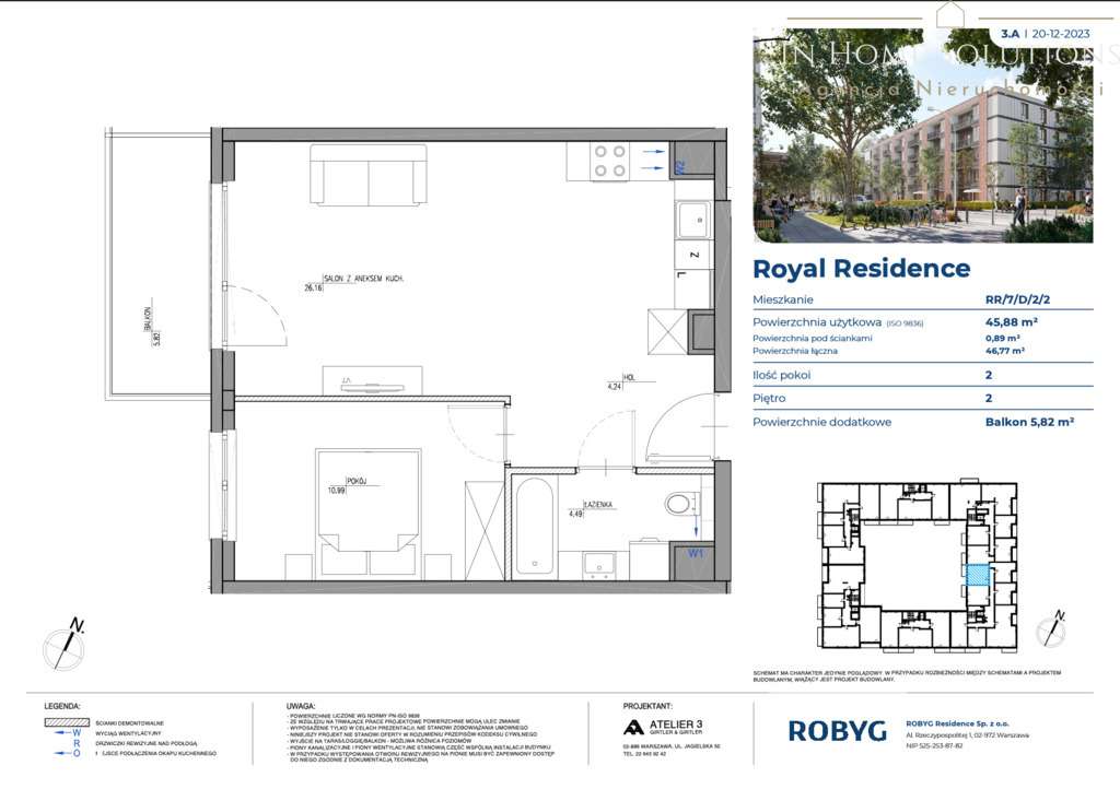 2 pok o pow 45,88 m2 z balkonem + garaż gotowe !-7