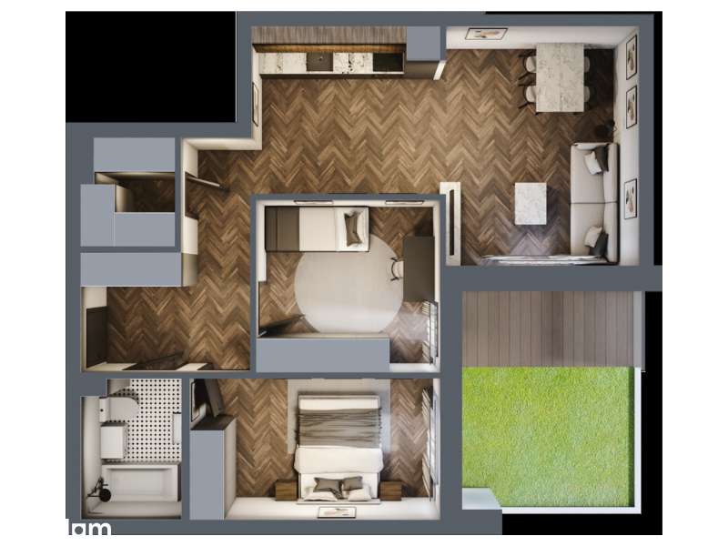 Mieszkanie, 61.70m², 3 pokoje, 1 piętro, C-KLF18-LM2, Nowe Horyzonty - Pełny obrazek: 1/14