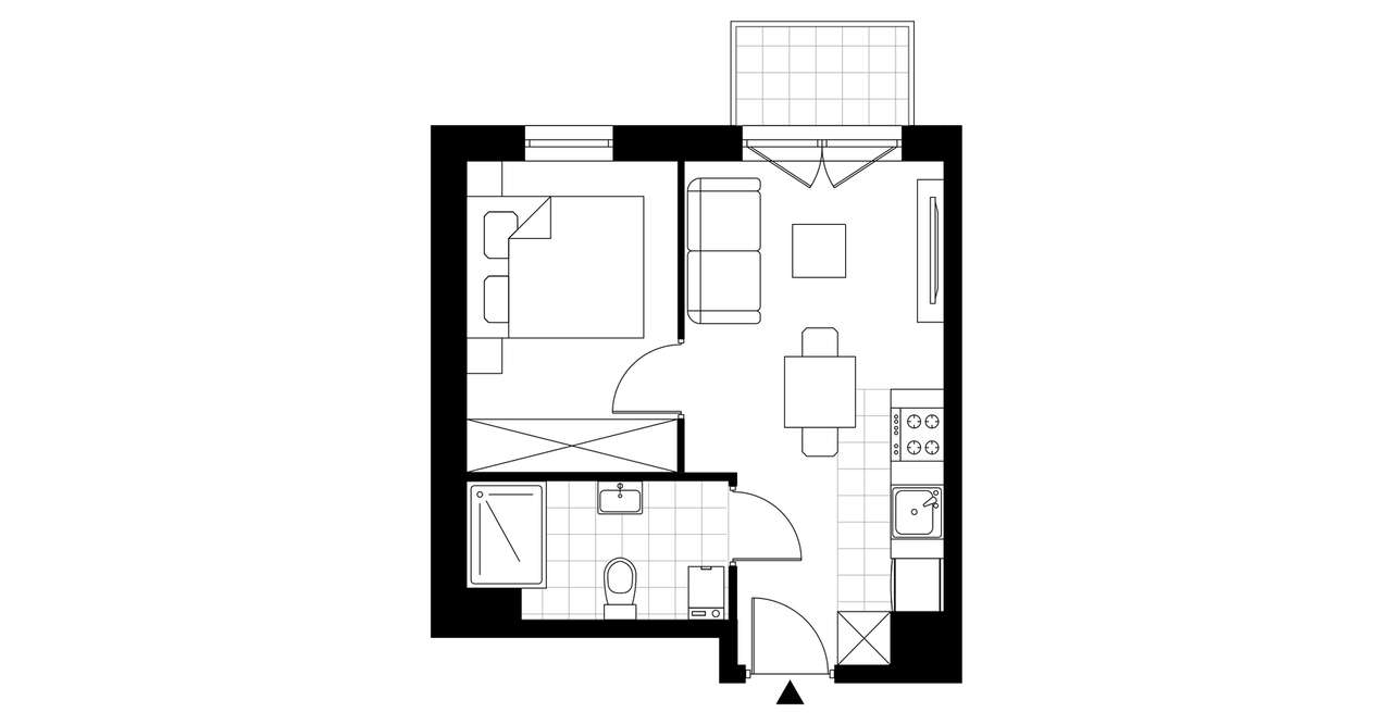2-pokojowe mieszkanie 27m2 + balkon Bezpośrednio - Pełny obrazek: 3/8