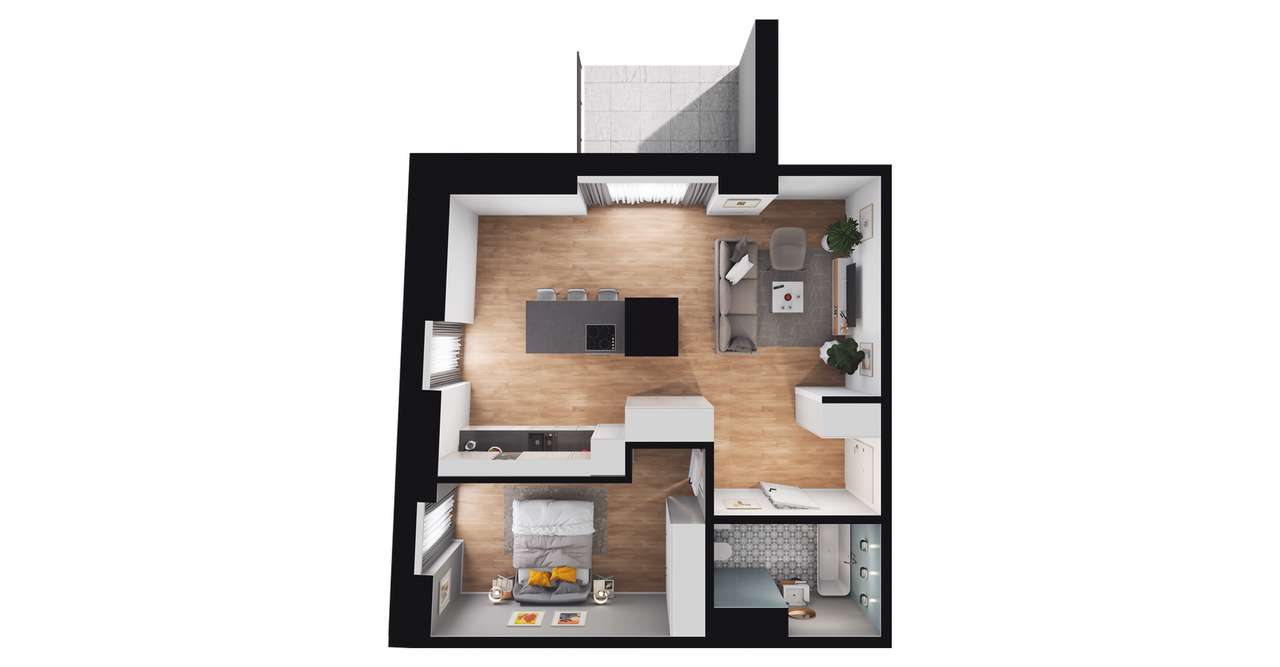 2-pokojowe mieszkanie 53m2 + taras Bez Prowizji - Pełny obrazek: 2/8
