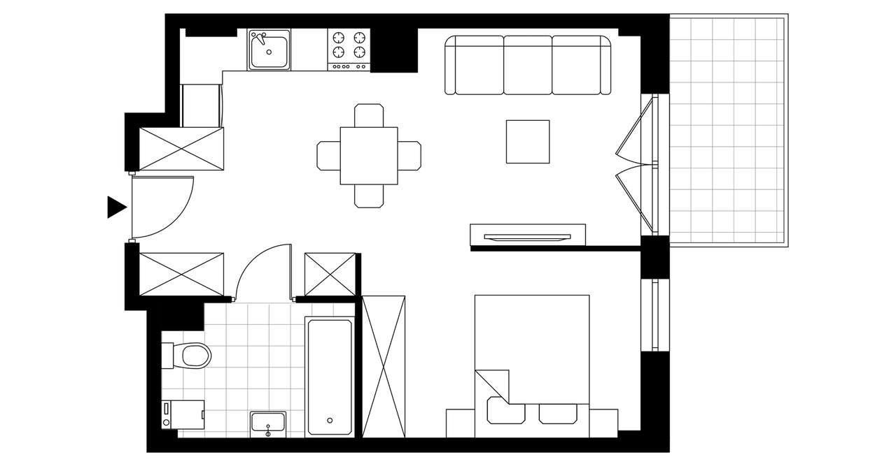 1-pokojowy apartament inwestycyjny 36m2 + balkon - Pełny obrazek: 3/8