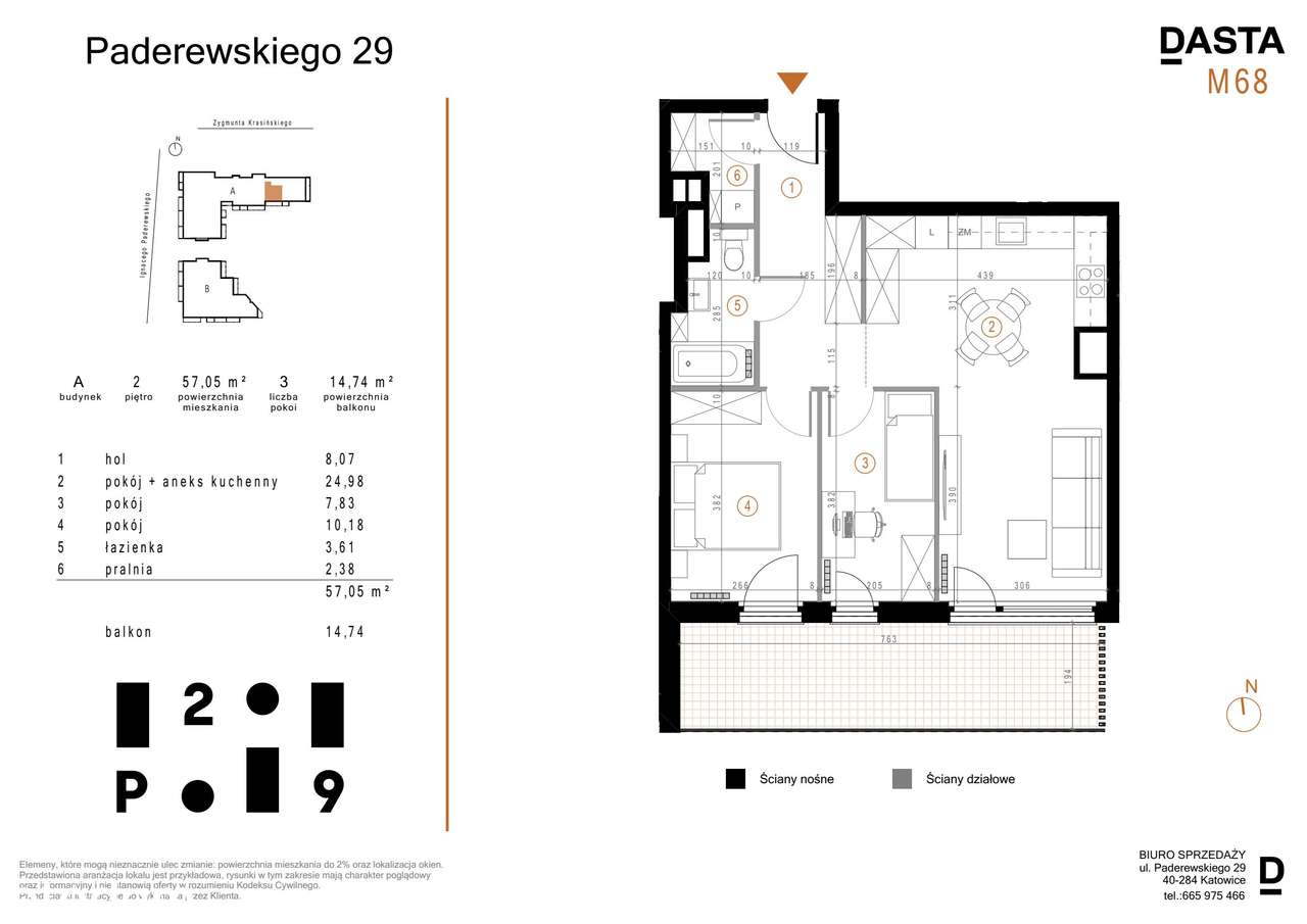 Paderewskiego 29 | mieszkanie 3-pok. | A_M68 - Pełny obrazek: 2/13