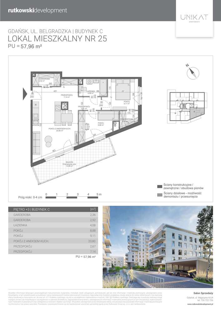 3-pokojowe mieszkanie 57m2 + balkon Bez Prowizji - Pełny obrazek: 2/7