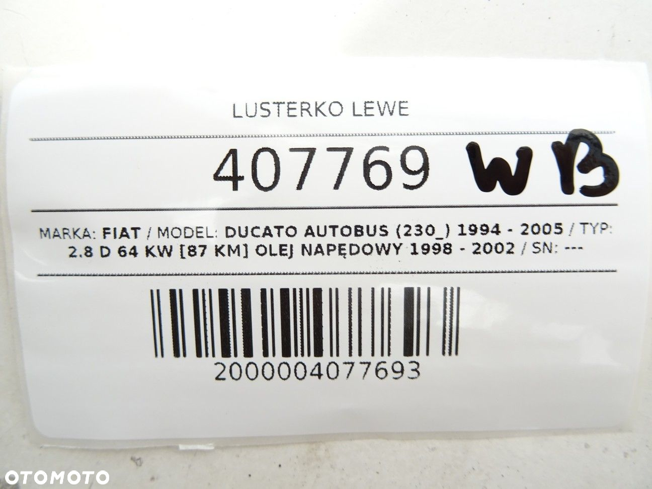 LUSTERKO LEWE FIAT DUCATO Autobus (230_) 1994 - 2005 2.8 D 64 kW [87 KM] olej napędowy 1998 - 2002 - 5