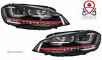 Ansamblu Faruri 3D Semnal Dinamic LED cu Grila compatibil cu VW Golf 7 VII (2012-2017) R20 GTI Desi - 6