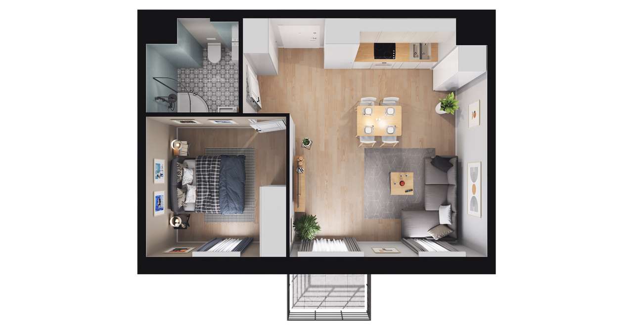 2-pokojowe mieszkanie 42m2 + balkon Bez Prowizji - Pełny obrazek: 3/9