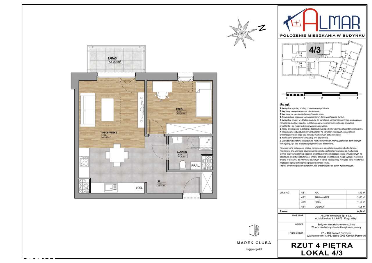 Kamień Pomorski -  ul. Wojska Polskiego 11 - Apartament 4/3 (31)-13