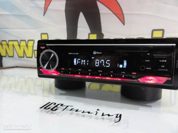 Auto radio 1 Din SICUR SCM161BT com Bluetooth, MP3, USB, SD, AUX, 4 x 45W, frente fixa - 4