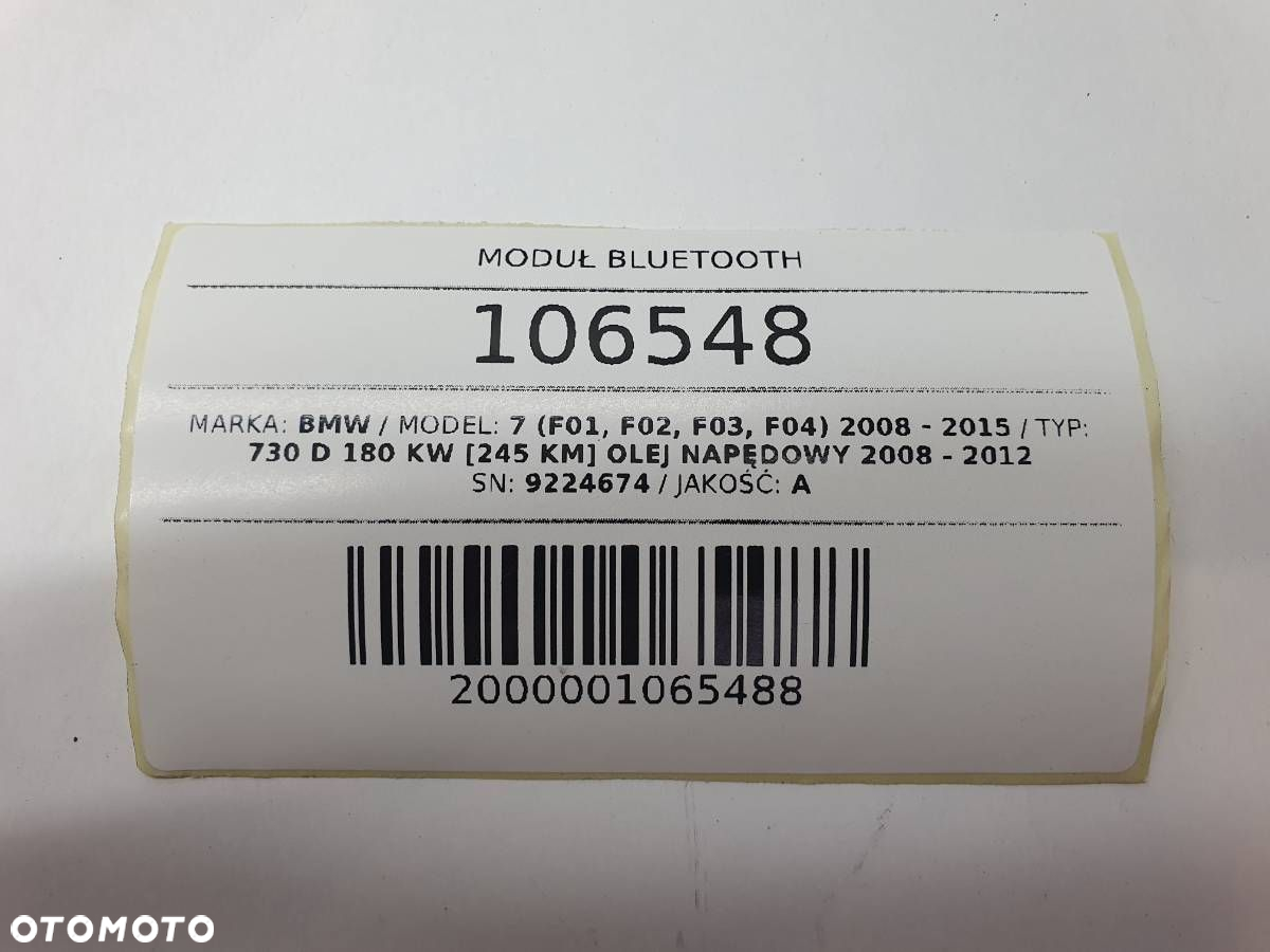 MODUŁ BLUETOOTH 9224674 BMW F01 F02 2010 EU - 5