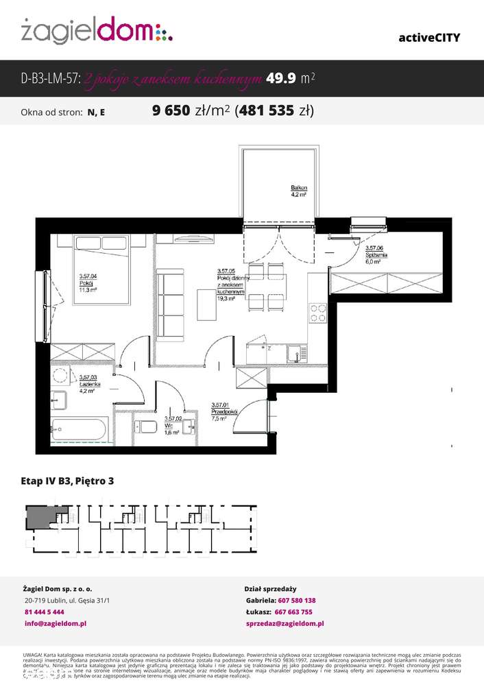 Active City | mieszkanie 2-pok. | B3_3_57 - Pełny obrazek: 2/7