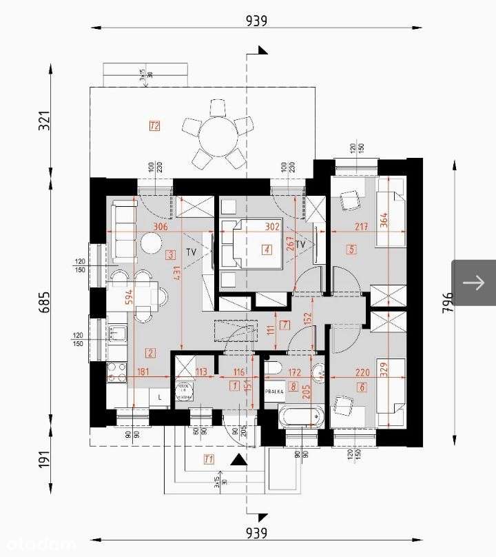 Działka +Dom 3 pokoje +salon +poddasze Targowa ECO-3