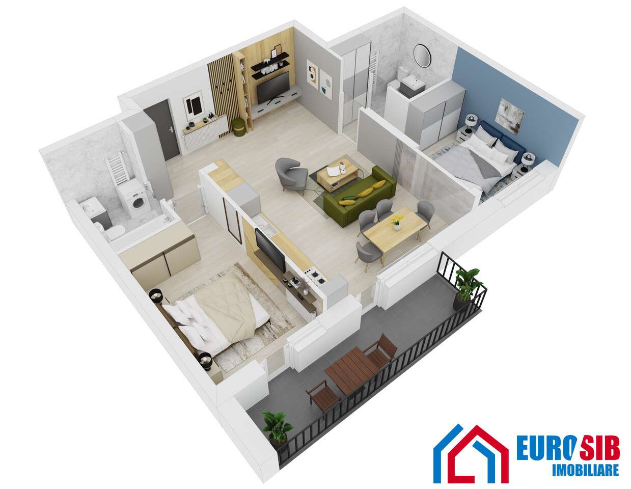 Apartament 3 camere Proiect nou zona Doamna Stanca Șelimbăr Sibiu - Imagine principală: 4/5