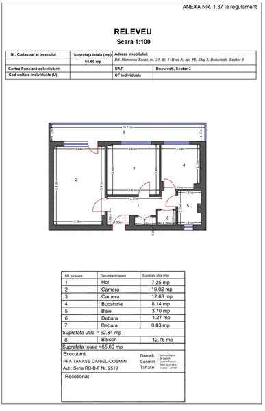 Apartament 2 camere str Ramnicu Sarat 31 Sec 3 Balcon generos 12 mp