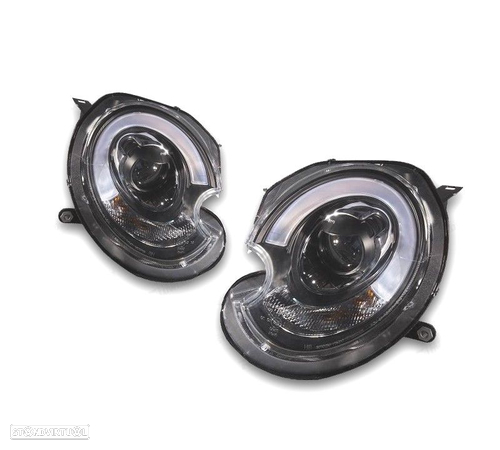 FARÓIS FRONTAIS PARA MINI COOPER R56 R57 06-10 XENON TUBE LIGHT FUNDO PRETO - 1