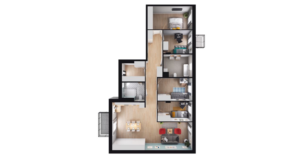 5-pokojowe mieszkanie 121m2 + 2 balkony
