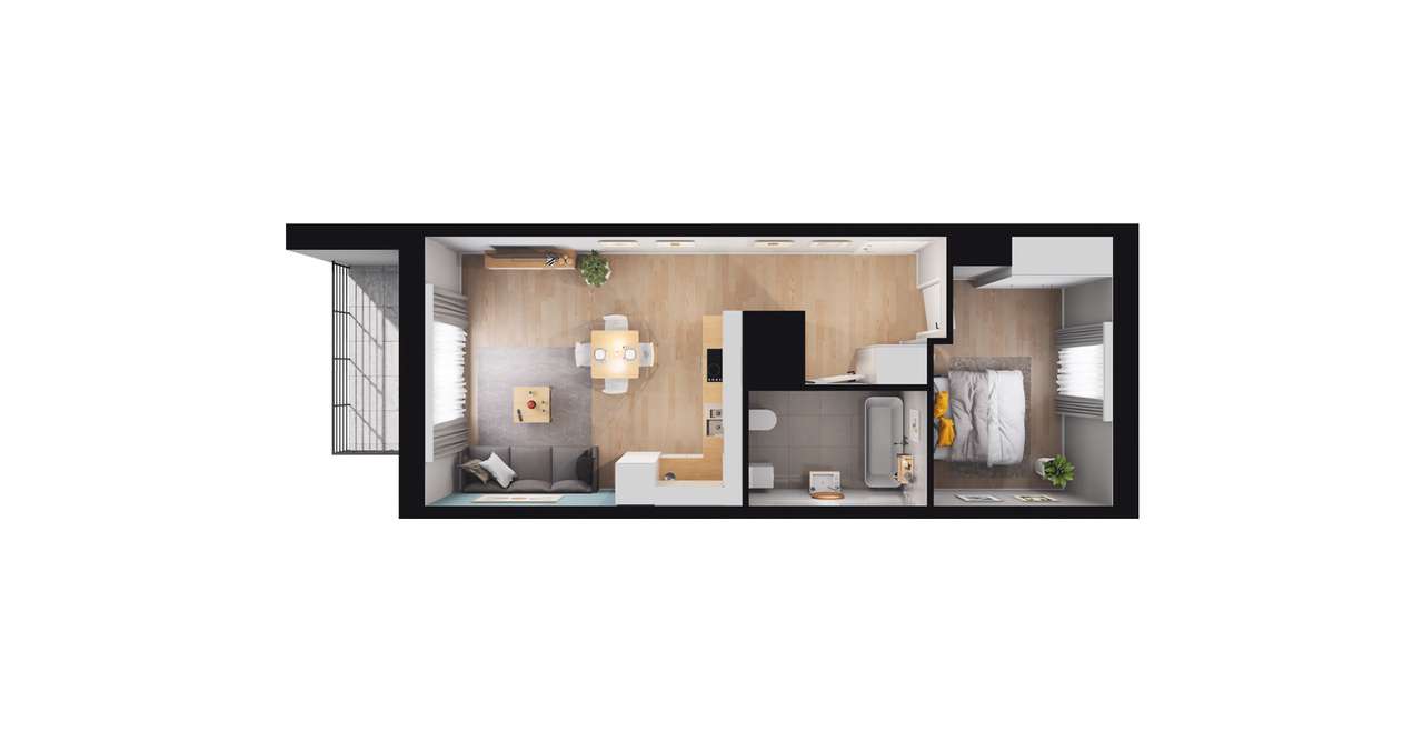 2-pokojowe mieszkanie 39m2 + balkon Bez Prowizji - Pełny obrazek: 3/9