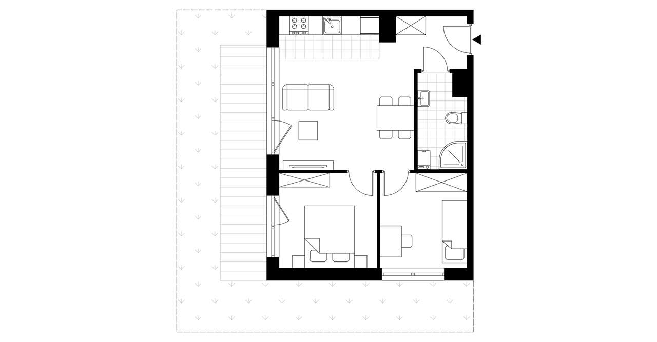 3-pokojowe mieszkanie 45m2 + ogródek Bez Prowizji - Pełny obrazek: 3/8