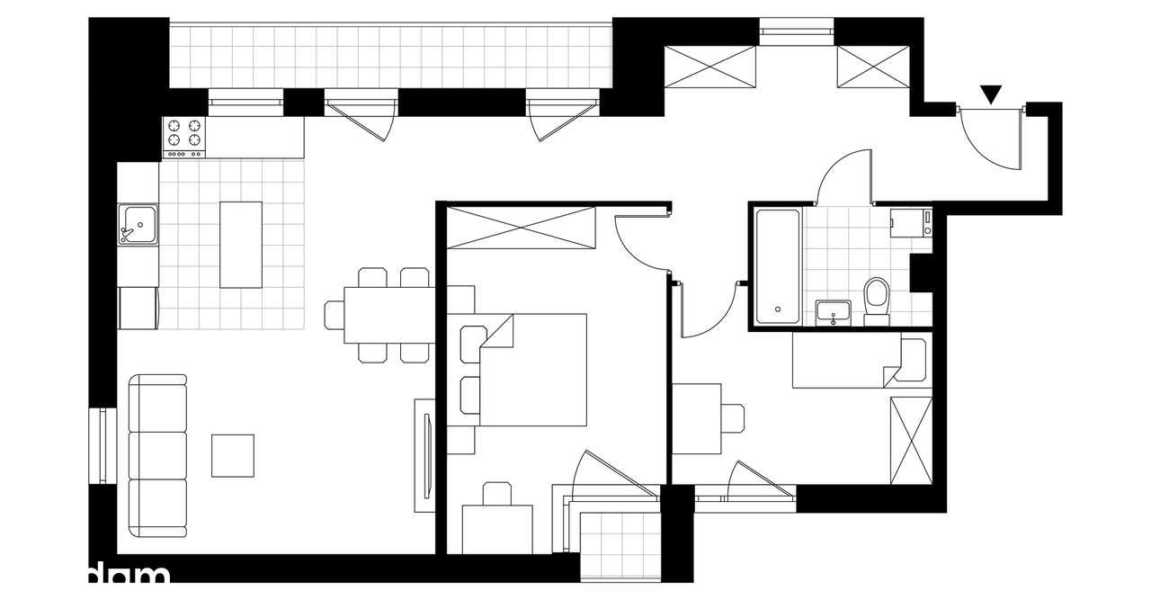 3-pokojowe mieszkanie 71m2 + loggia Bezpośrednio - Pełny obrazek: 3/8