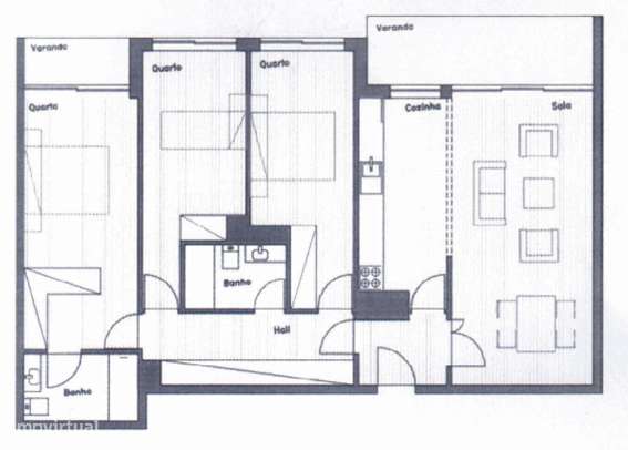Apartamento T3 com varandas em Canidelo-7