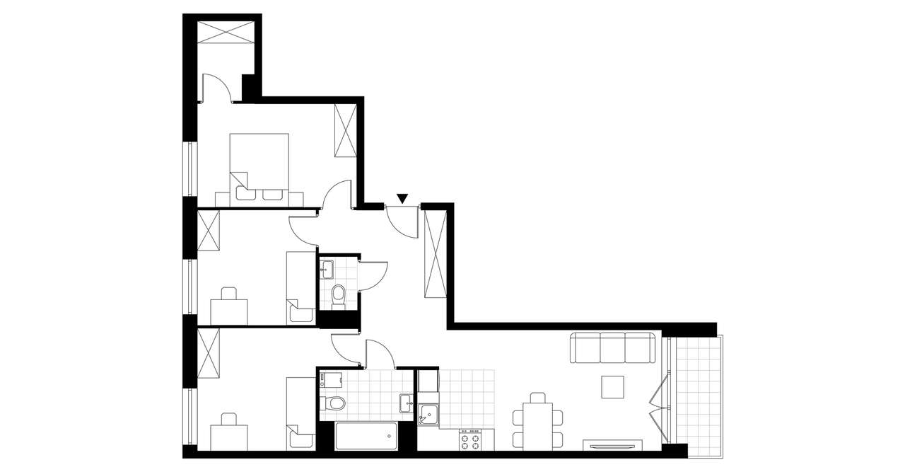 4-pokojowe mieszkanie 75m2 + loggia - Pełny obrazek: 3/8