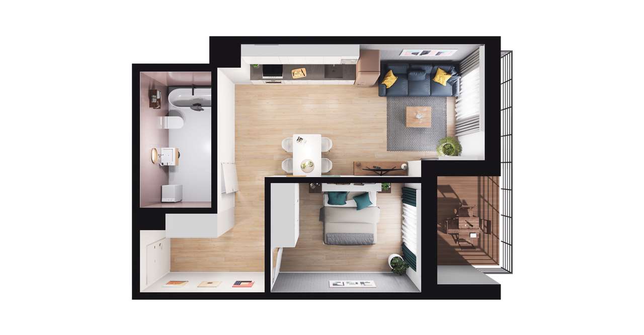 2-pokojowe mieszkanie 48m2 + loggia Bez Prowizji - Pełny obrazek: 2/8