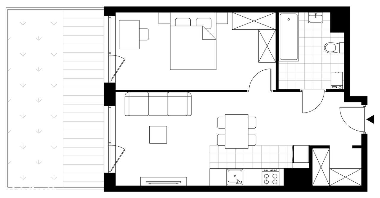 2-pokojowe mieszkanie 47m2 + ogródek Bezpośrednio - Pełny obrazek: 3/8