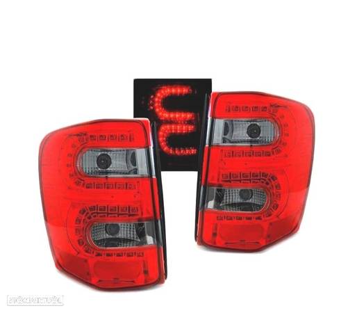 FAROLINS TRASEIROS LED PARA JEEP GRAND CHEROKEE 99-05 RED SMOKED VERMELHO FUMADO ESCURECIDO - 1