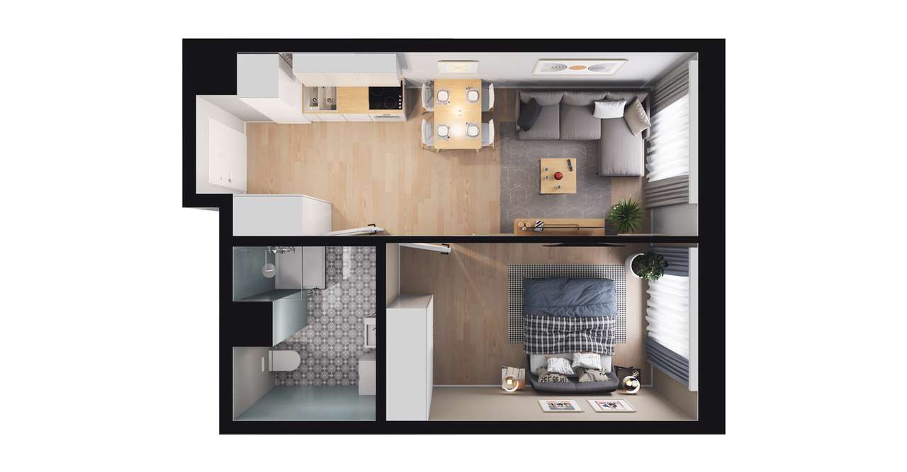 2-pokojowe mieszkanie 34m2 Bez Prowizji - Pełny obrazek: 2/8