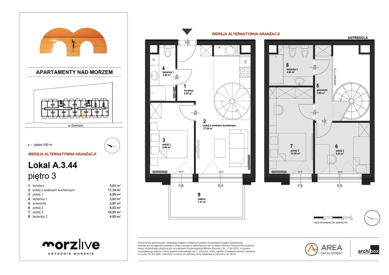 Apartament z antresolą | 100 m od plaży | Morzlive 4 pokoje - Pełny obrazek: 4/9