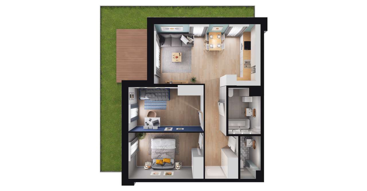 3-pokojowe mieszkanie 61m2 + ogródek Bezpośrednio - Pełny obrazek: 2/8