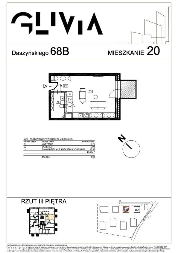 Mieszkanie B20 - przestronne jednopokojowe mieszkanie - Pełny obrazek: 2/13