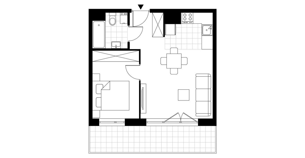 2-pokojowe mieszkanie 40m2 + balkon Bezpośrednio - Pełny obrazek: 3/8